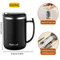 500ml (16.9oz) 304 Stainless Steel Double-Layer Insulated Travel Mug with Handle, Sealed Vacuum Flask