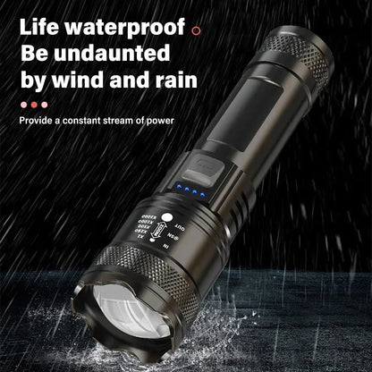Tactical LED Flashlight — USB-C Rechargeable, Zoomable, Waterproof