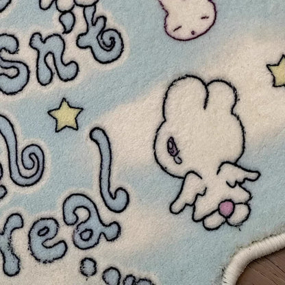 VIKAMA Cute Angel Rabbit Imitation Cashmere Carpet Decoration Living Room Floor Mat Mirror Front Blanket Doormat Rug For Bedroom