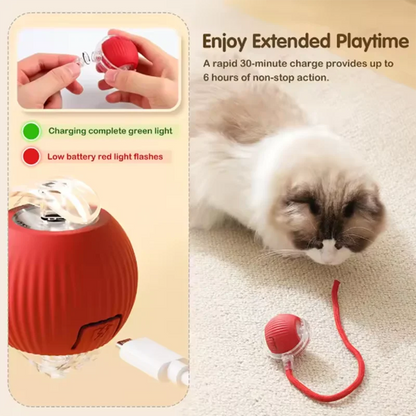 Interactive Smart Cat Toy Ball - USB Rechargeable Automatic Rolling Pet Toy with Obstacle Avoidance & Long Battery Life