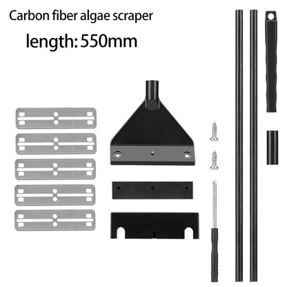 Aquarium Algae Scraper Cleaner with 5 Replaceable Blades – 55 cm (21.7 in) Carbon Fiber Handle, ABS Head