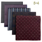 5-Pack Men's Microfiber Pocket Squares 12.6 in (32 cm) - Jacquard Woven Wedding & Formal Handkerchiefs, Assorted Patterns