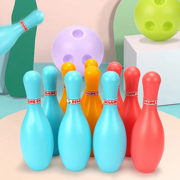 Mini Bowling Set – 2 Balls & 10 Pins Plastic Indoor Outdoor Kids Tabletop Bowling Game