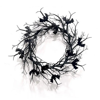Halloween Crow Thorns Dead Branch Wreath – Realistic Spiked Branch Garland for Haunted House, Door & Horror Decor – 25cm & 45cm