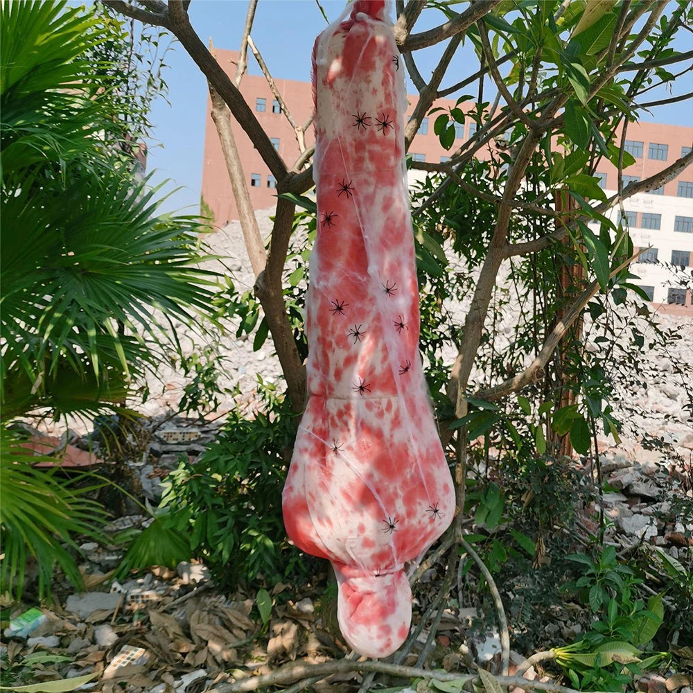Halloween Hanging Corpse Horror Prop – 59-Inch Scary Dead Body Bloody Cocoon for Outdoor Yard, Haunted House & Halloween Party Decor