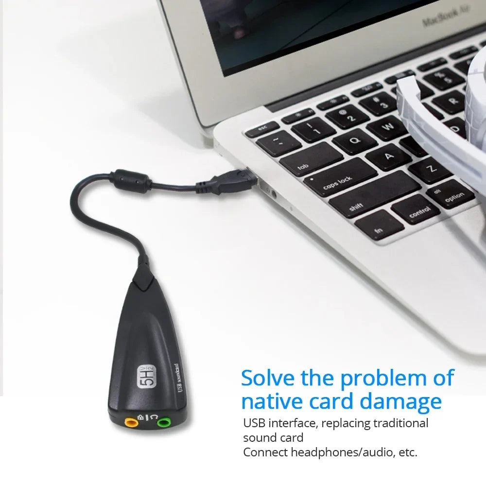 USB 7.1 External Sound Card for Gaming – Plug & Play Virtual Surround with Mic & Headphone Jack