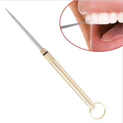 Titanium & Brass Toothpick with Waterproof Bottle Tool