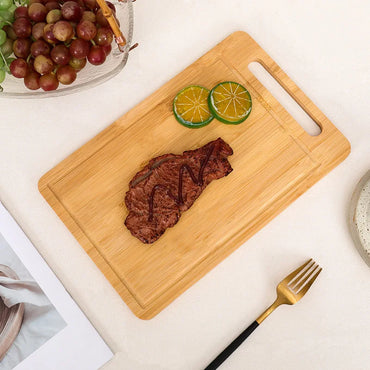 Double-Sided Bamboo Cutting Board - Natural Moso Bamboo Anti-Mold Kitchen Chopping Board with Vertical Stand