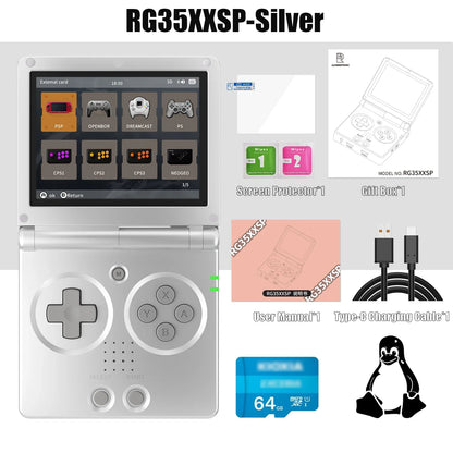 3.5-inch (8.9 cm) Flip Handheld Game Console – 64GB, 64‑Bit Linux IPS Clamshell Retro Gaming with WiFi & HDMI