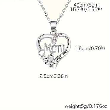 Elegant Style Heart shaped Pendant Necklace Hollow Design Mother's Day Gift Party Suitable for Best Friends Without Box