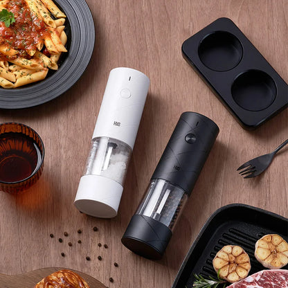 Electric Salt and Pepper Grinder Set – 2-Pack LED Spice Mills, 6 Grind Modes for Kitchen