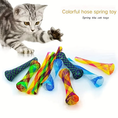 Folding Spring Cat Toy Colorful Elastic Interactive Teaser for Cats