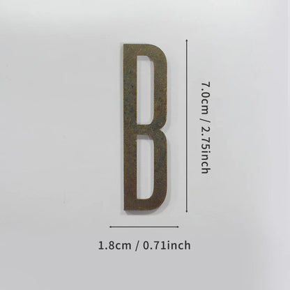 Bronze Self Adhesive House Number Metal English Alphabet Letters for Apartment Room Door Plate Table Mailbox Number Stickers 7cm