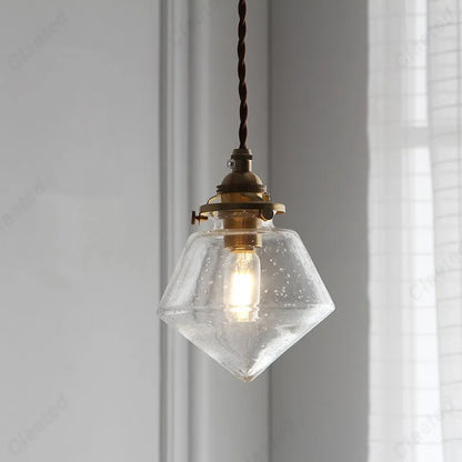 European-style Simple Retro LED Glass Chandelier Restaurant Living Room Aisle Balcony Bedside Decorative Lighting