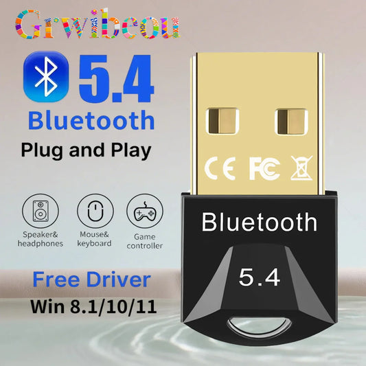 USB Bluetooth Adapter Dongle for PC - Bluetooth 5.4/5.3/5.1/5.0 Wireless USB Receiver for Speakers, Mouse, Keyboard, Audio