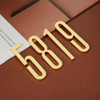 Golden Door Number with Backing Adhesive 7cm Metal House Number Apartment Door Number for Outdoor Hotel Home Mailbox Label