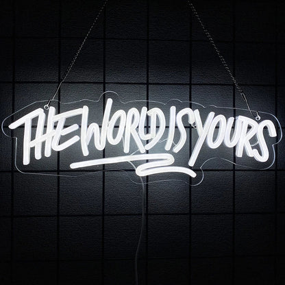 The World Is Yours Neon Sign, Led Letter Icon, Usb Powered, Used For Room, Home, Valentine'S Day Date, Wedding Background Decor.