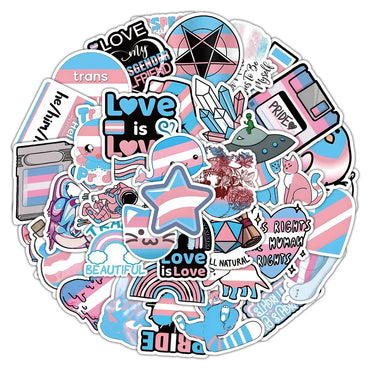 10/30/60pcs Transgender Pride Stickers Toys Rainbow Lesbian Bisexual Pansexual Gay Graffiti Decals Skateboard Laptop Sticker