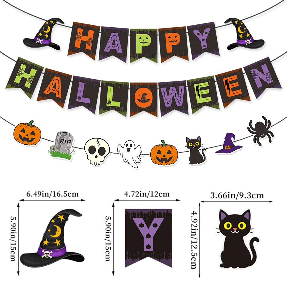 Halloween Party Decoration Set, Banner, Garland, Spider Web and More