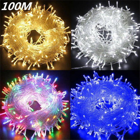 LED Fairy String Lights 8-Mode Waterproof - Multi-Color & Warm White, 5m/10m/20m/30m/50m/100m (16/33/66/98/164/328 ft), 40–600 LEDs, AC Plug