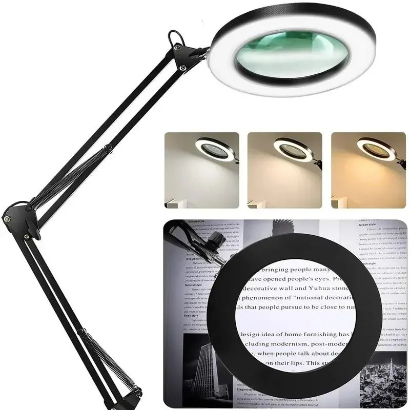 LED Magnifying Lamp 72-LED USB Illuminated Magnifier 8X/10X Adjustable Arm for Soldering, Repair, Crafts & Skincare