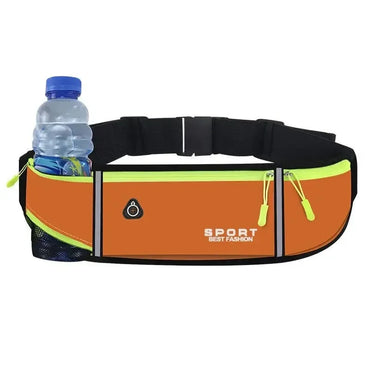 Lightweight Running Waist Bag with 3 Waterproof Pockets – Phone & 350ml Water Bottle Holder, Reflective, 41×11 cm (16.1×4.3 in)
