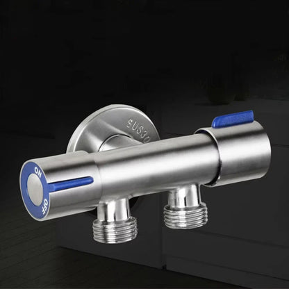 Double-Handle Stainless Steel Bathroom Faucet - Dual Control Cold Water Washing Machine Angle Valve