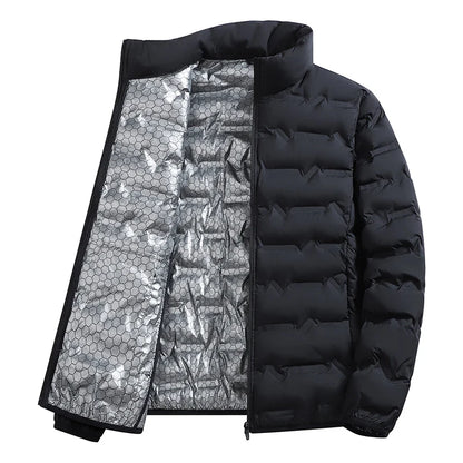 Men's Winter Down Jacket Warm Windproof Hiking Coat Thickened Casual Stand Collar Outerwear
