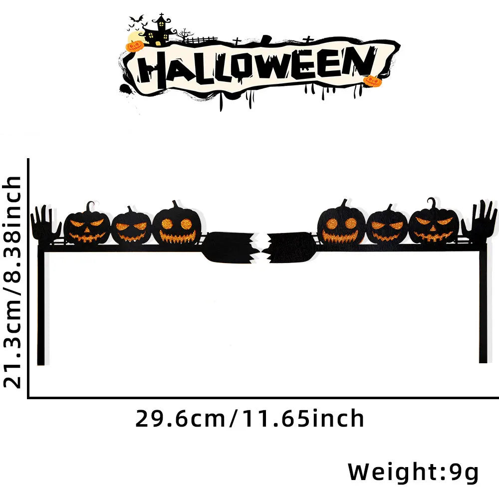 Halloween Door & Window Corner Sticker Decorations – Bats, Pumpkins & Spider Web Non-Woven Frame Decor – 10 Styles