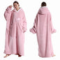 Extra Long Wearable Blankets Winter Flannel Hooded Blanket with Full Sleeves Men Women Cozy Soft Throw Adult TV Blanket