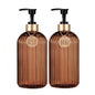 Amber Refillable Dish & Hand Soap Dispenser 500ml (16.9oz) Pump Bottle for Kitchen and Bathroom