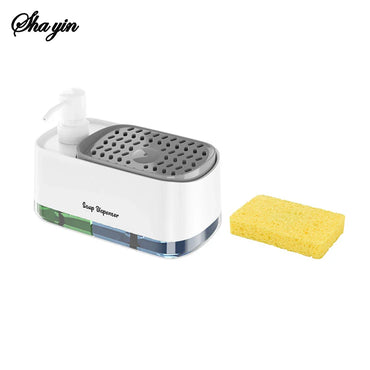 3-in-1 Soap Dispenser Set with Sponge Holder – Dual Countertop Hand & Dish Pump Organizer for Kitchen Sink