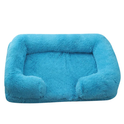 Plush Dog Bed with Removable Cover – Thickened Winter Pet Sofa Pad, Square, Small & Large
