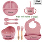 8-Piece Silicone Baby Feeding Set with Suction Plate, Bowl & Straw Cup — Personalized Kids Tableware, BPA-Free