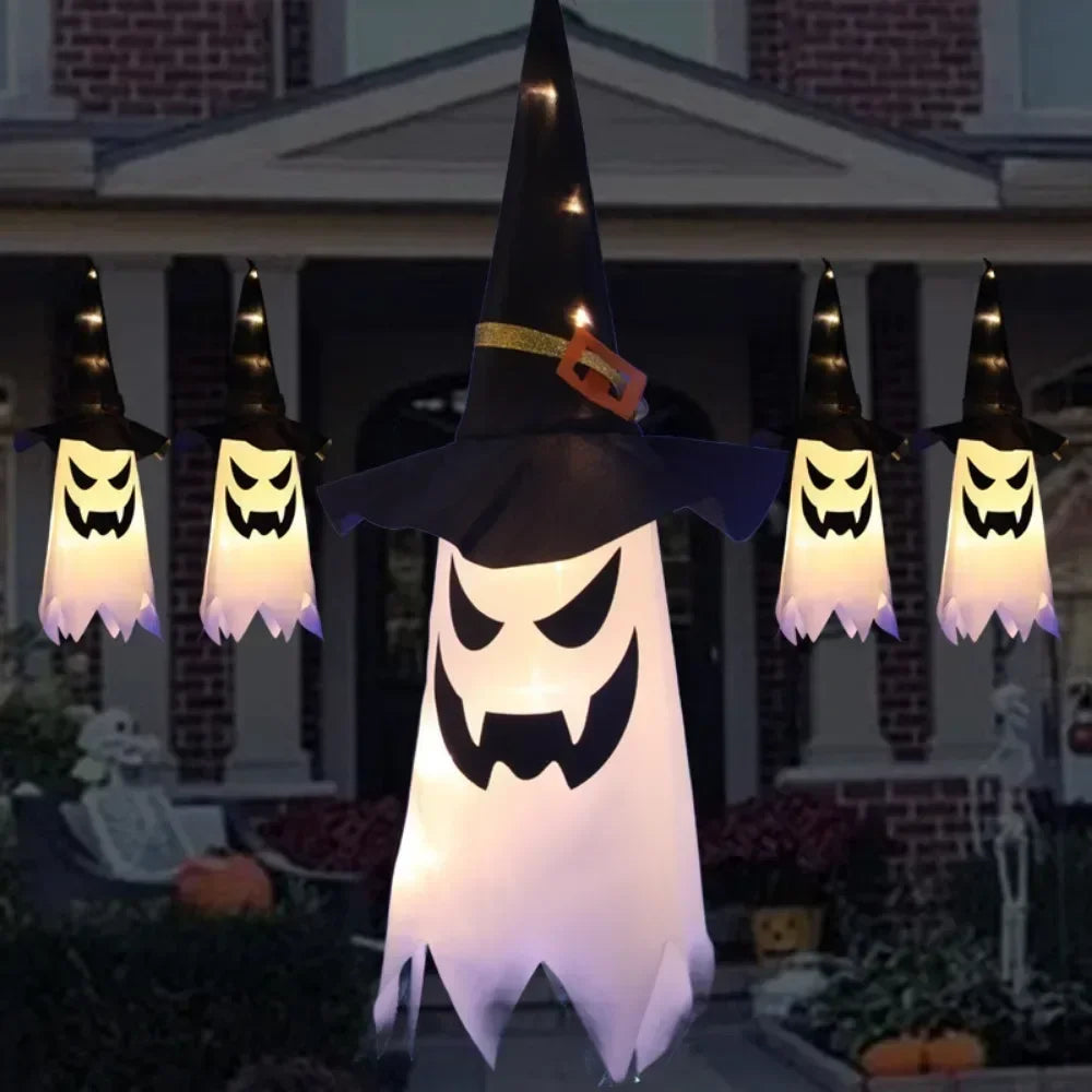 LED Ghost Wizard Hat Halloween Decoration – Indoor & Outdoor Ghost Light for Yard, Garden, Courtyard & Party – Style A or B