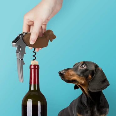 Dog-Shaped Wine Corkscrew with Foil Cutter & Bottle Opener — Personalized Wedding & Corporate Gifts (Bulk Available)