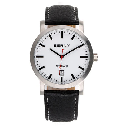 BERNY AM038M Automatic Watch with Leather Strap and Calendar