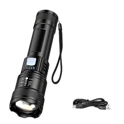 Tactical LED Flashlight — USB-C Rechargeable, Zoomable, Waterproof