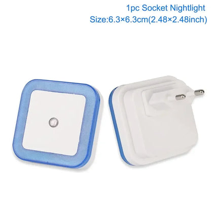 Wireless LED Night Light with EU Plug — Light Sensor Tricolor Nightlight for Kids Bedroom