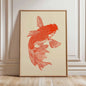 Japanese Red Koi Fish Canvas Wall Art Minimalist Poster