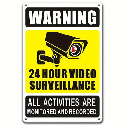1pc 12x8inch Aluminum 2D flat 24-Hour Outdoor Surveillance Alert Sign - Durable CCTV Security Camera Notice