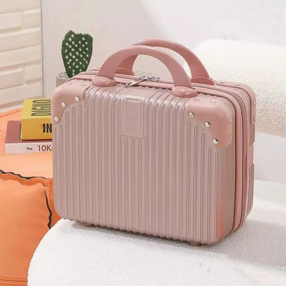 14-Inch Mini Travel Makeup Case — Hard Shell Cosmetic Organizer with Password Lock