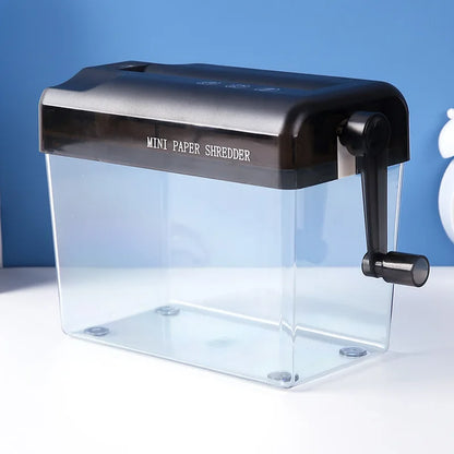 A6 Mini Manual Paper Shredder Hand-Crank Desktop Strip-Cut Office Document Shredder