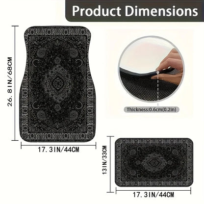 Bandana Print Rectangular Car Floor Mats - Synthetic Fiber Auto Interior Carpets