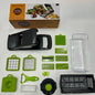 16-Piece Multifunctional Vegetable Slicer & Chopper Set - Food-Grade Stainless Steel Grater with Collector Basket