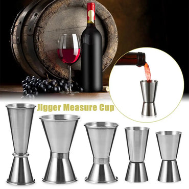 Dual-Sided Stainless Steel Jigger — Double Shot Cocktail Measure Bar Tool