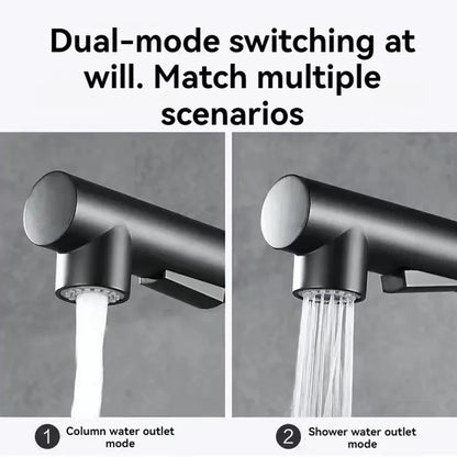 Matte Black Pull-Out Kitchen Faucet – 304 Stainless Steel Single-Handle, 360° Swivel, Ceramic Valve, Stream & Spray