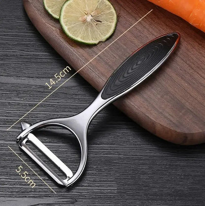 Stainless Steel Vegetable Peeler – Multi-Function Julienne, Serrated & Straight Blades for Potatoes, Carrots & Fruit