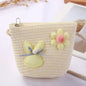 Girls Daisy Straw Mini Messenger Bag, Kids Shoulder Handbag with Coin Purse