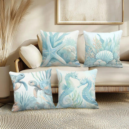 VIKAMA Summer Ocean Style Cool Design, Decorative Pillowcase, Suitable For Sofas, Bed Head Home Decor Pillow Covers, Washable